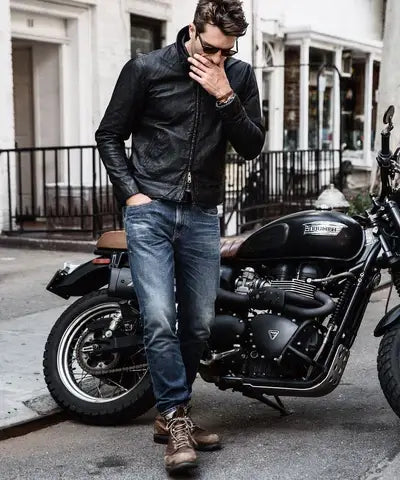 Jaqueta Masculina de Couro Legítimo Com Capuz Removível Maverick